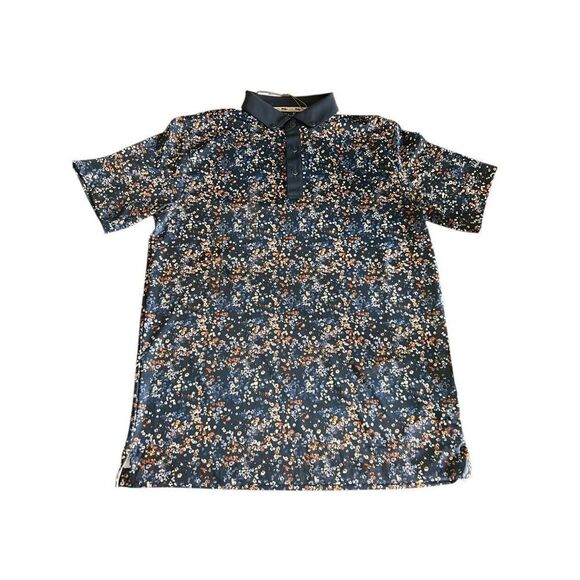 Walter Hagen Golf Shirt Polo Floral garden party Print Small Blue Polyester - Picture 1 of 4